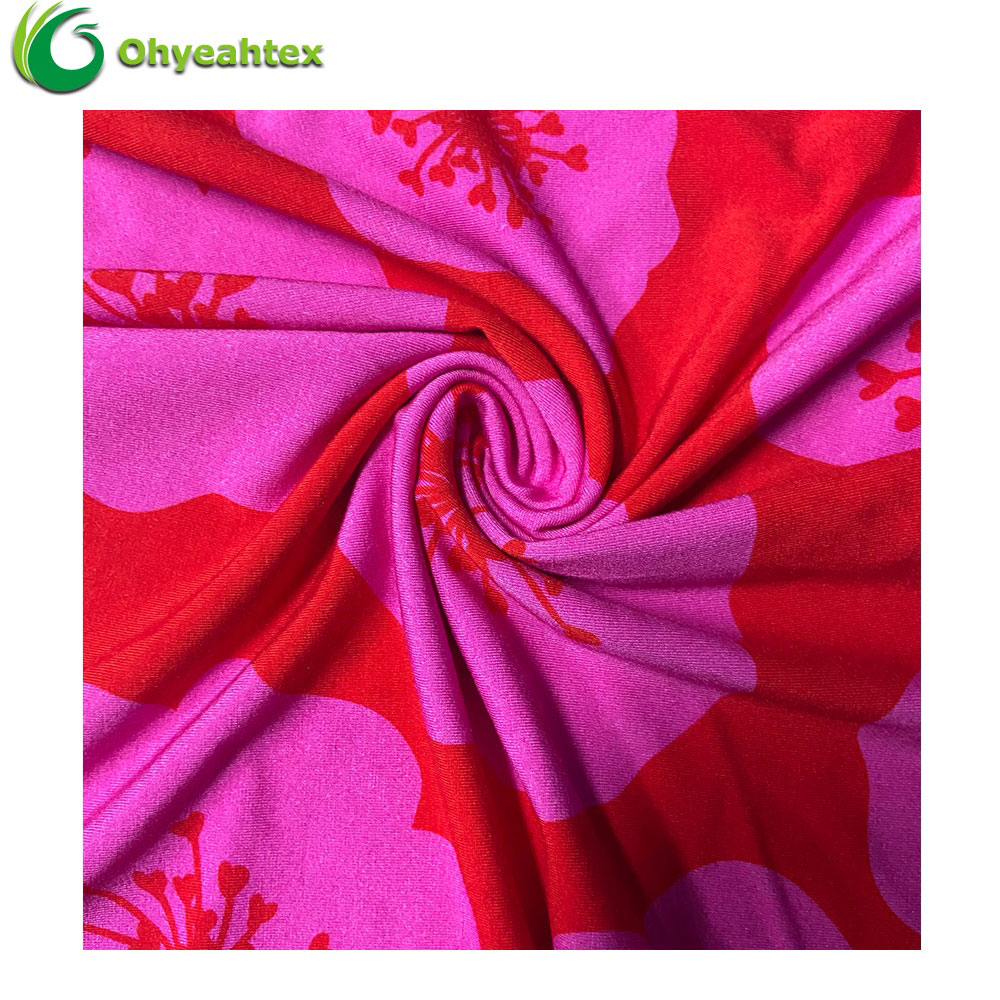 Flower Pattern Digital Print Knit High Stretch Bamboo Lyocell Fabric For Leggings